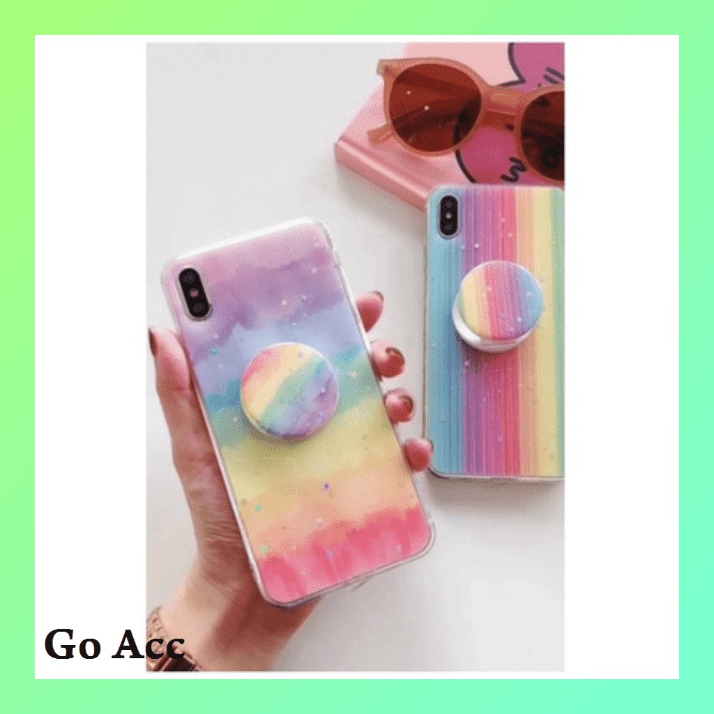 Silikon Pop socket Rainbow pelangi 6 6S 6+ 6S+ 7 8 SE 7+ 8+ X Xs Xr Xs 11 Pro FH07