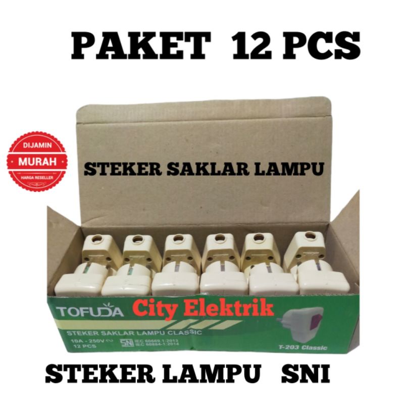 Steker Saklar Lampu Murah TOFUDA SNI / Steker Lampu / Saklar Lampu / Colokan Saklar Lampu ( 1 Pak isi 12 pc )
