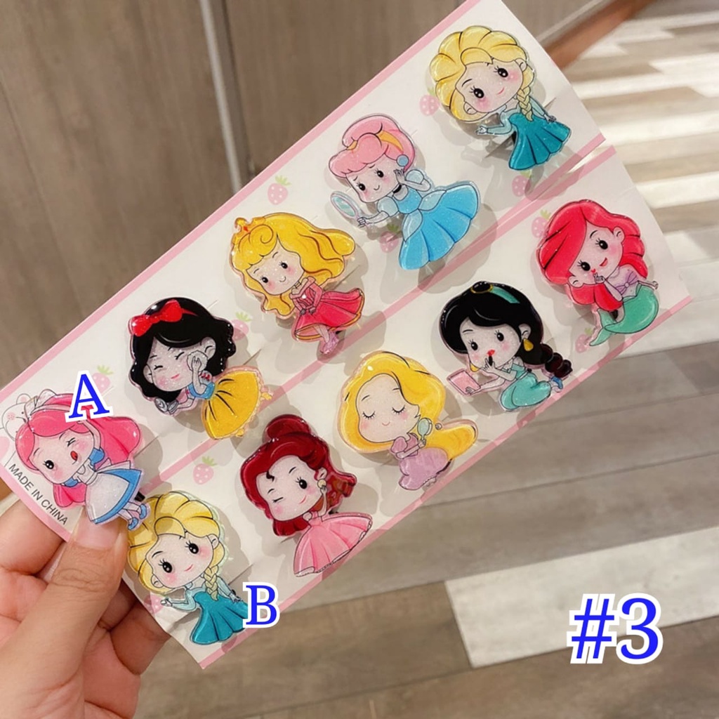 JEPIT RAMBUT ANAK MOTIF PRINCESS ISI 5PCS IMPORT