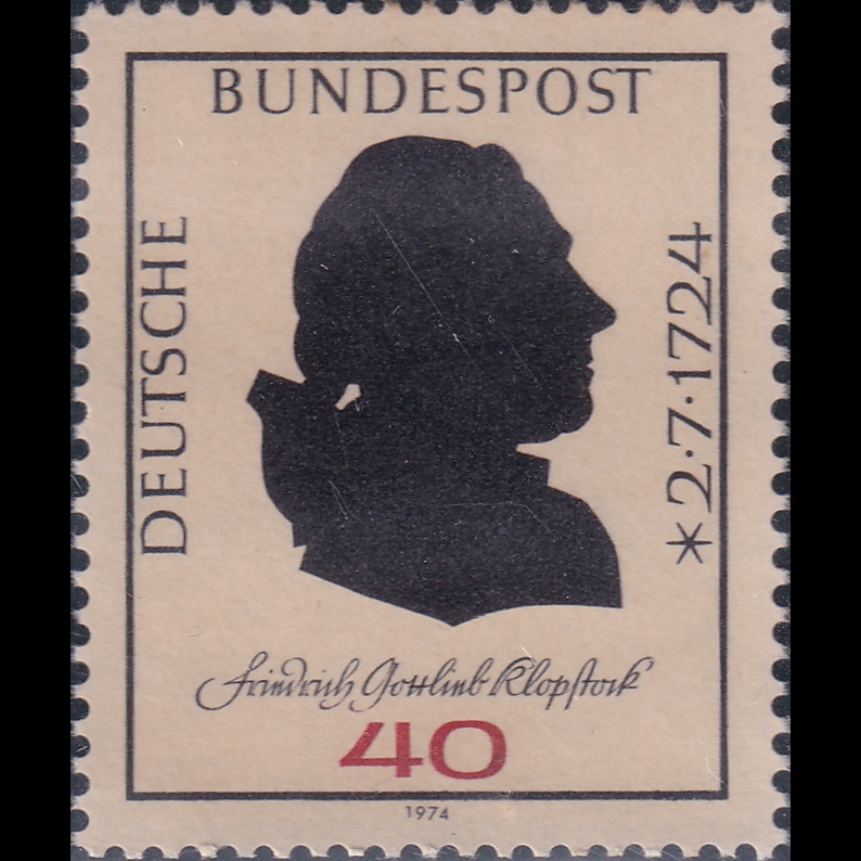 

Prangko Germany 1974 - The 250th Anniversary of the Birth of Friedrich Gottlieb Klopstock, Poet