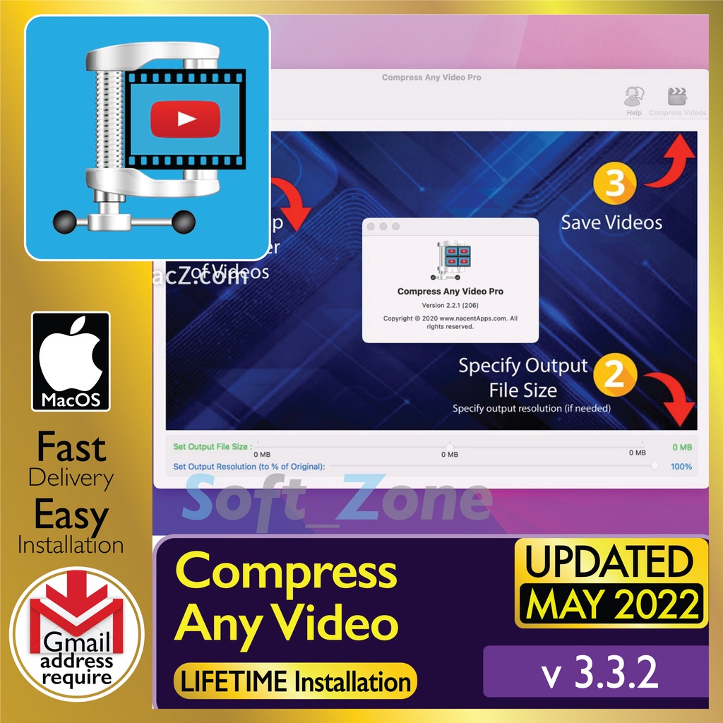 

Cmprss Any Vd 3.3.2 - Cmprss Vds t 10x smllr sz [mcOSX Mntry (Intl/M1) Spprt] - Dgtl Dwnld