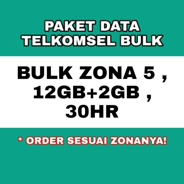 Paket data telkomsel bulk zona 5 12gb plus 2gb sebulan paket internet jumbo