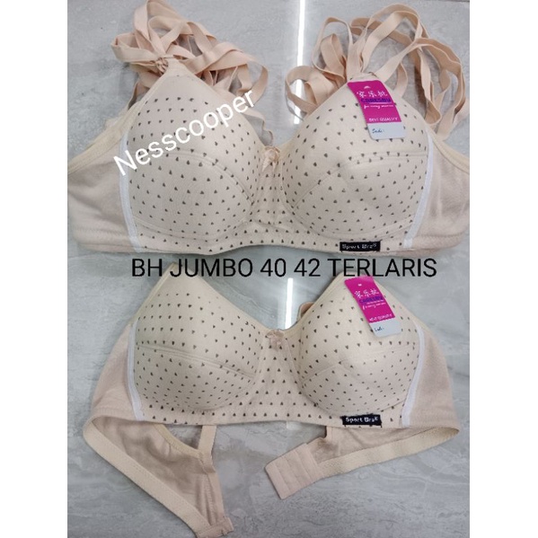 BH JUMBO 40 42 TERMURAH LAKU LARIS BH WANITA SPORT BRA TANPA KAWAT (caresby bintik)