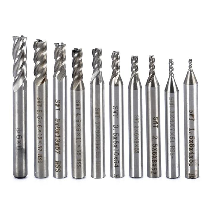 Mata Bor Endmill End Mill Milling Cutter Flute Set 10pc 1.5-6mm -MB84