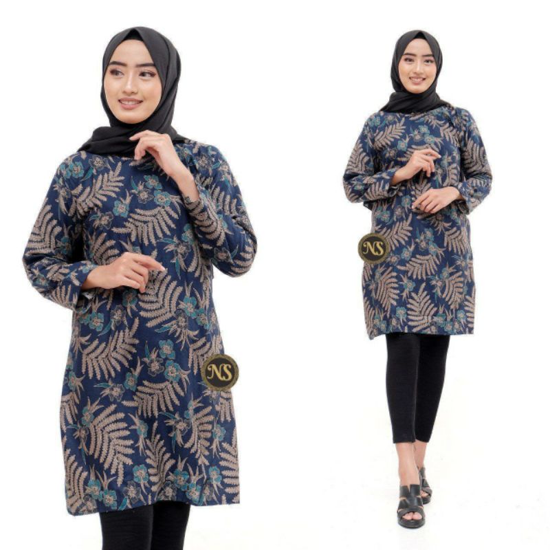 tey-17 Batik wanita ASJ SA HRB026 Kenongo Kemeja Tosca Pendek-tunik ramban