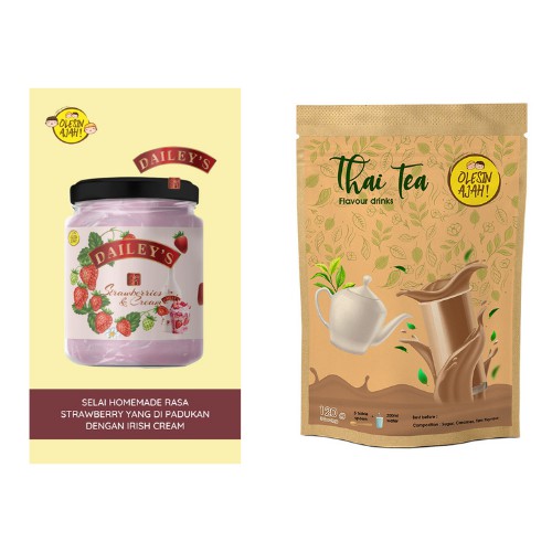 

Promo OlesinAjah Selai Dailey's Strawberries 200Gr + Thai Tea Premium Flavoured Drink - 120G