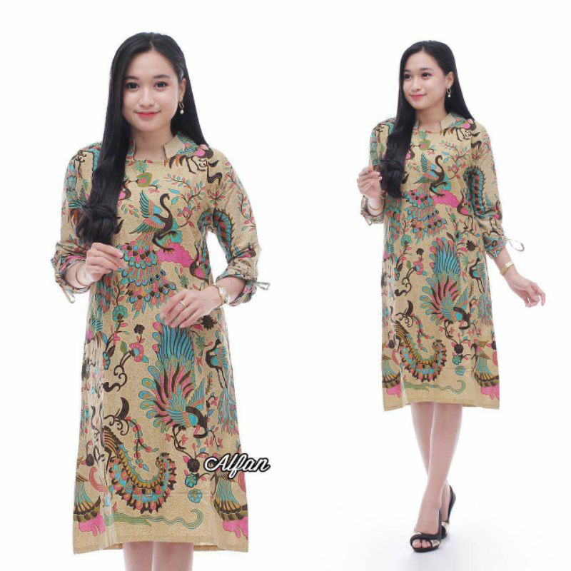 PROMO BATIK COUPLE KELUARGA SARIMBIT sania ruffle batik ori ndoro jowi motif MERAK TOSCA-TUNIK