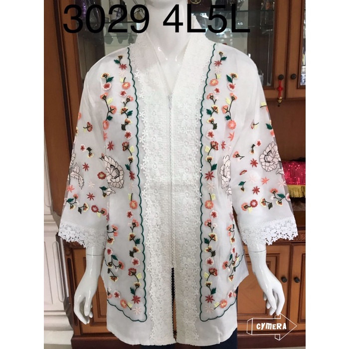 WBS 3029 kebaya alexuez bordir organdi jumbo putih - 5L KODE 874
