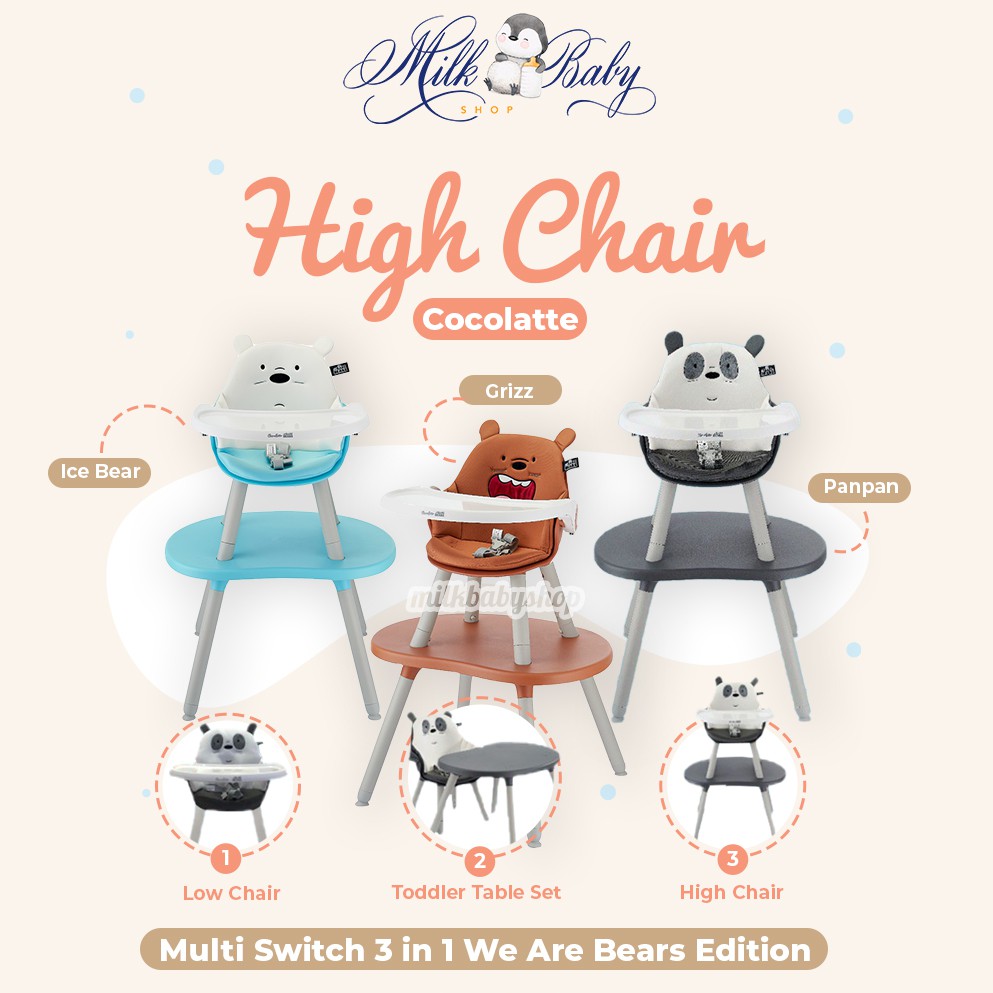 High Chair Hc Wbb Multi Switch 3in1 Grizz Ice Bear Pan Pan Shopee Indonesia
