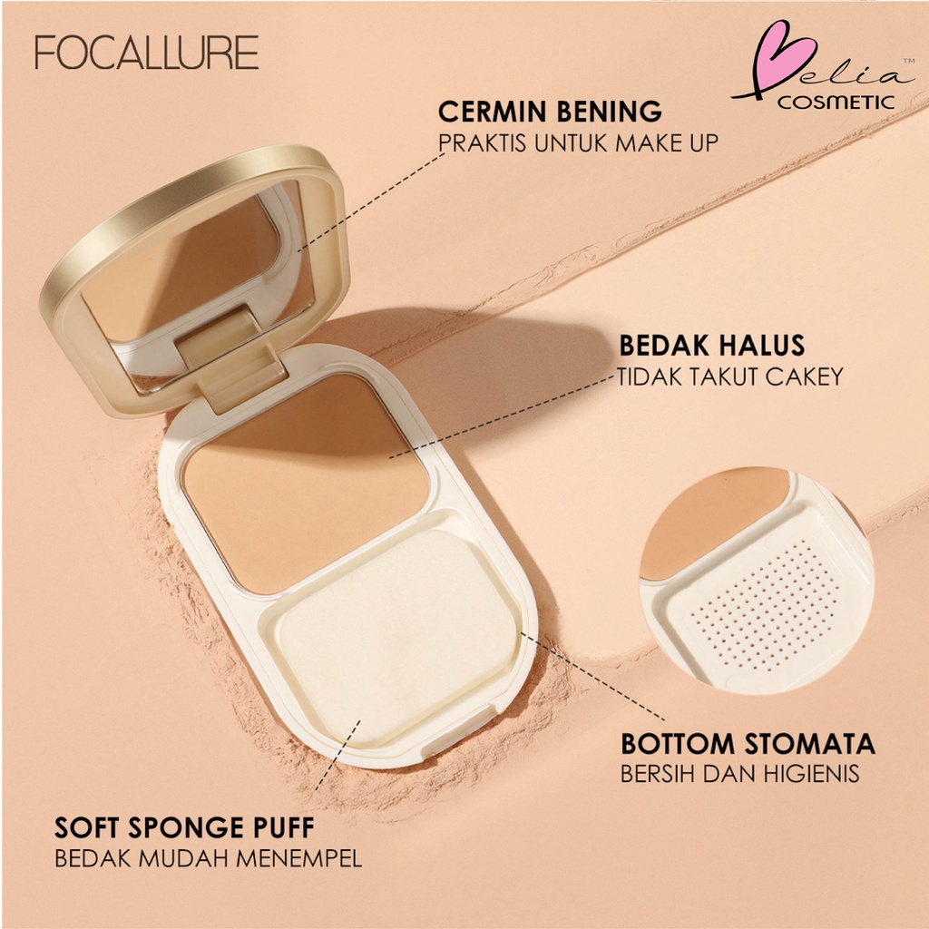 ❤ BELIA ❤ FOCALLURE Lasting Poreless Compact Powder FA206 | Powder | Bedak Padat (✔BPOM)