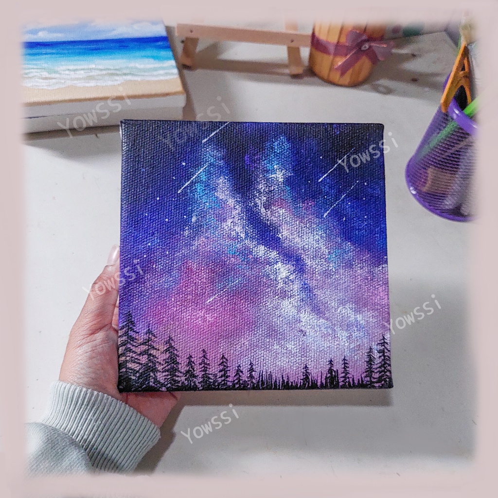 Lukisan Cat Acrilik mini canvas, Galaxy