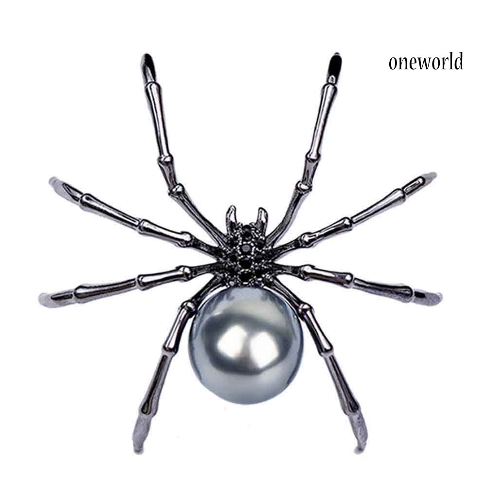 OW@ Fashion Women Rhinestone Faux Pearl Spider Brooch Pin Corsage Lapel Jewelry Gift