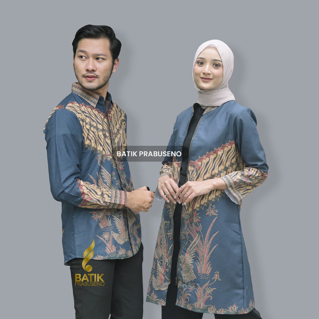 TIKTA busana kerja couple sarimbit batik pria wanita lengan panjang couple batik modern premium jumb