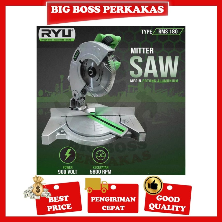 TEKIRO RYU RMS 180 Mesin Potong Alumunium Kayu Mitre Saw 7" inch