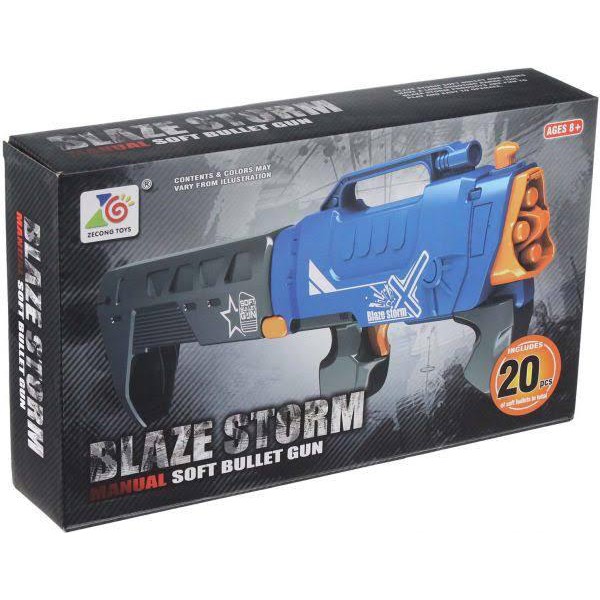 Mainan model NERF blaze storm manual soft bullet gun FREE 20pc peluru busa NEW