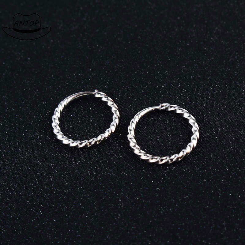 925 Sterling Silver Hoop Earrings Aksesoris Perhiasan Fashion Wanita Korea Italia ANTOP