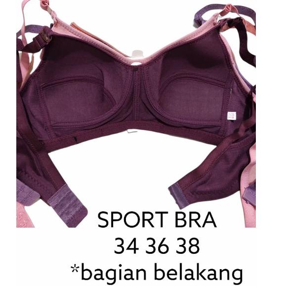 R1Q6 Bra Jumbo Wanita Sport Bra 38 36 34 Cup Besar BH Sport Jumbo Kait 2 BH Senam Big Size Tanpa Kaw