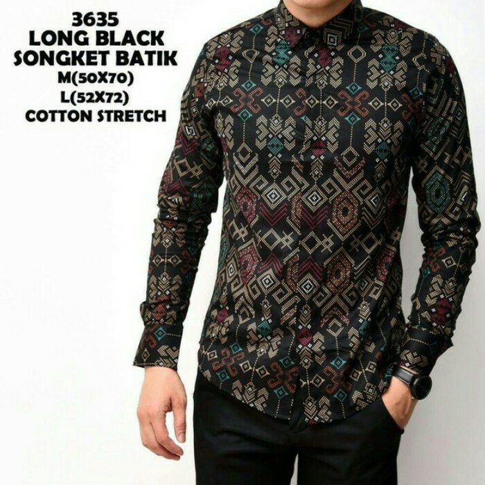 Kemeja Batik Pria Slim Fit - Hijau Tosca- M