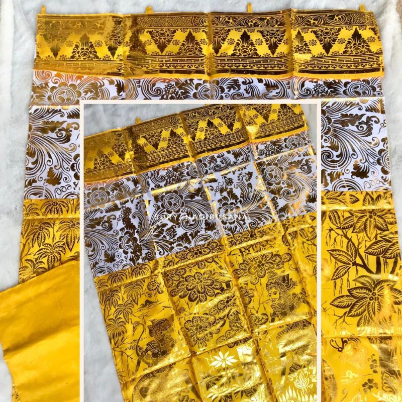 Langse tirai gorden prade satin bali rong dua/telu putih kuning