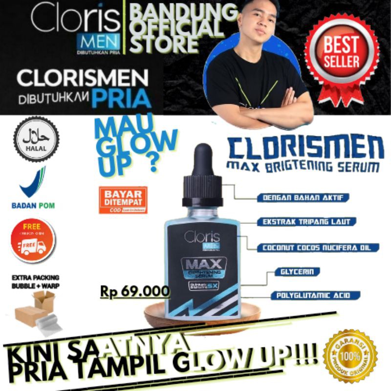 ClORISMEN Brightening Serum 30ml Mencerahkan Wajah Memutihkan Kulit Mengecilkan Pori-Pori Wajah Pria