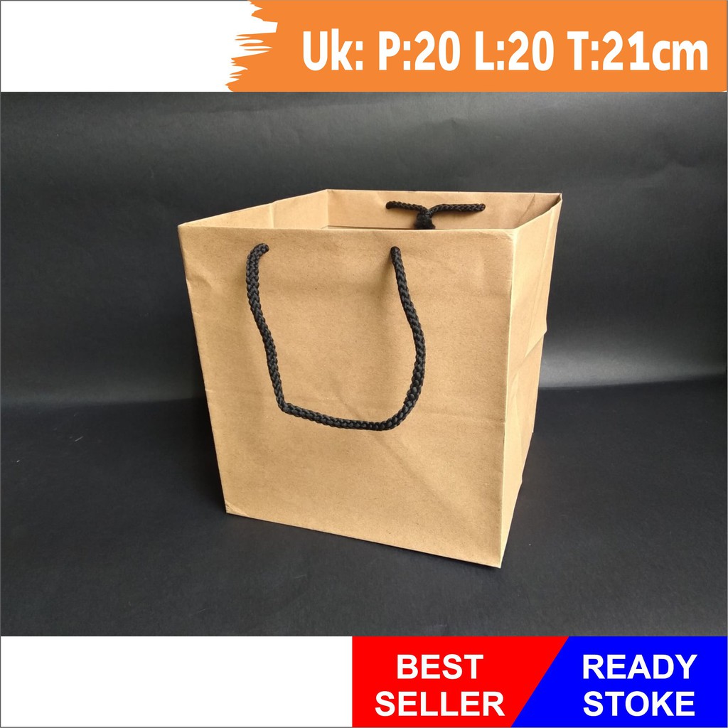 Paperbag Box Nasi, Tas Kotak Nasi, Tas Hajatan, Tas Box Nasi, Tas kertas Coklat Wadah Box Nasi (20*2