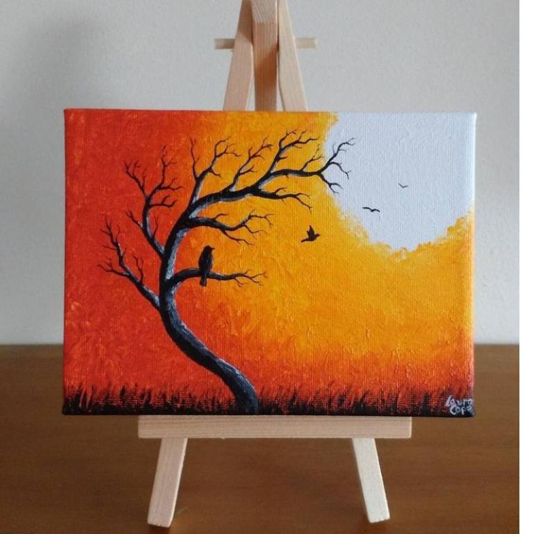 

o6✹Terlaku.❁☋ PAKET LENGKAP / KANVAS 20X30CM / PALET / CAT ACRYLIC / KUAS NO.1 / EASEL ( STANDING KA