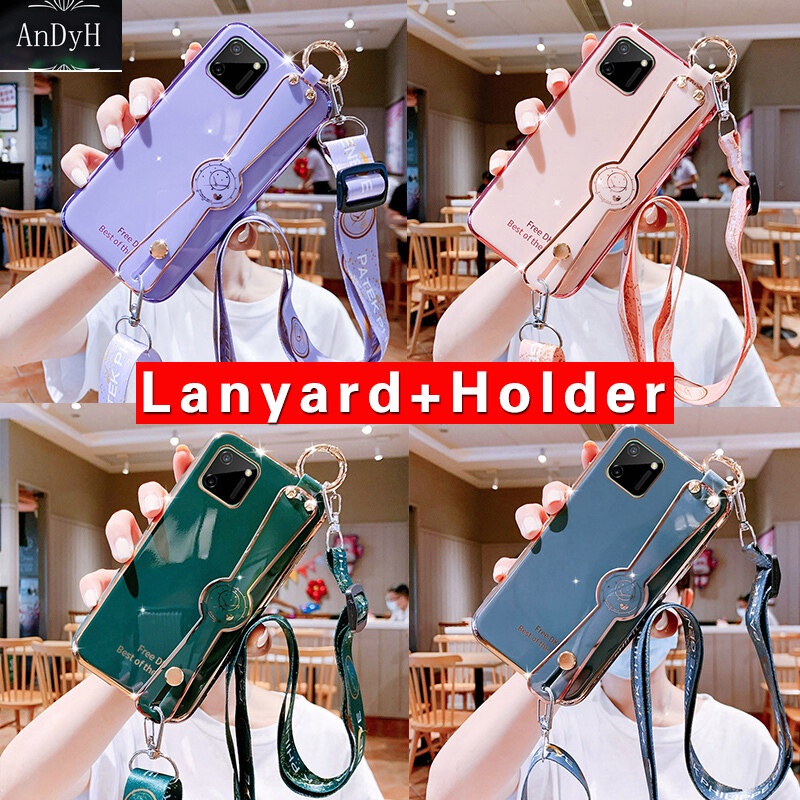 Casing softcase OPPO Realme C11 2020 C11 2021 Aksen Berlian Imitasi + lanyard