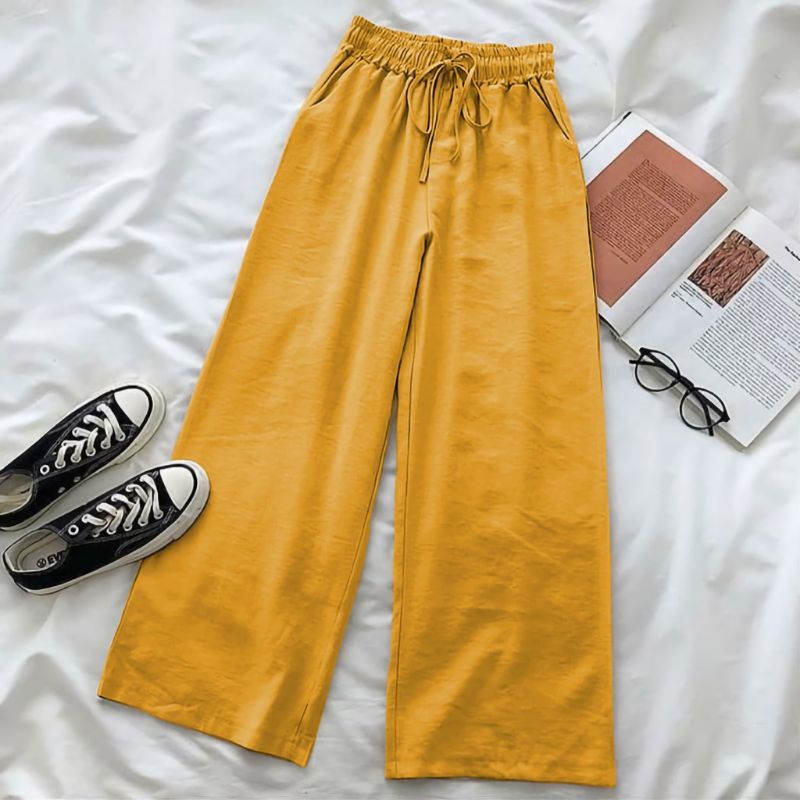 CELANA KULOT PANJANG POLOS WANITA KULOT HIGHWAIST BAHAN SPANDEK MODEL KEKINIAN FASHION BAWAHAN MUSLIM WANITA TERBARU OOTD KOREA KOREAN STYLE MURAH TERLARIS VARIASI TALI DEPAN YUNA CULLOTE BASIC PANTS POLOS LP 100 CM-5