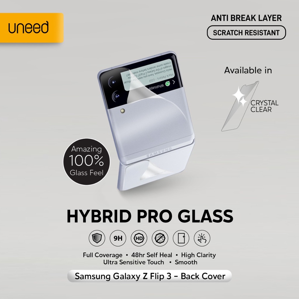 UNEED Hybrid Pro Anti Break Screen Protector Samsung Galaxy Z Flip 3 Full Cover