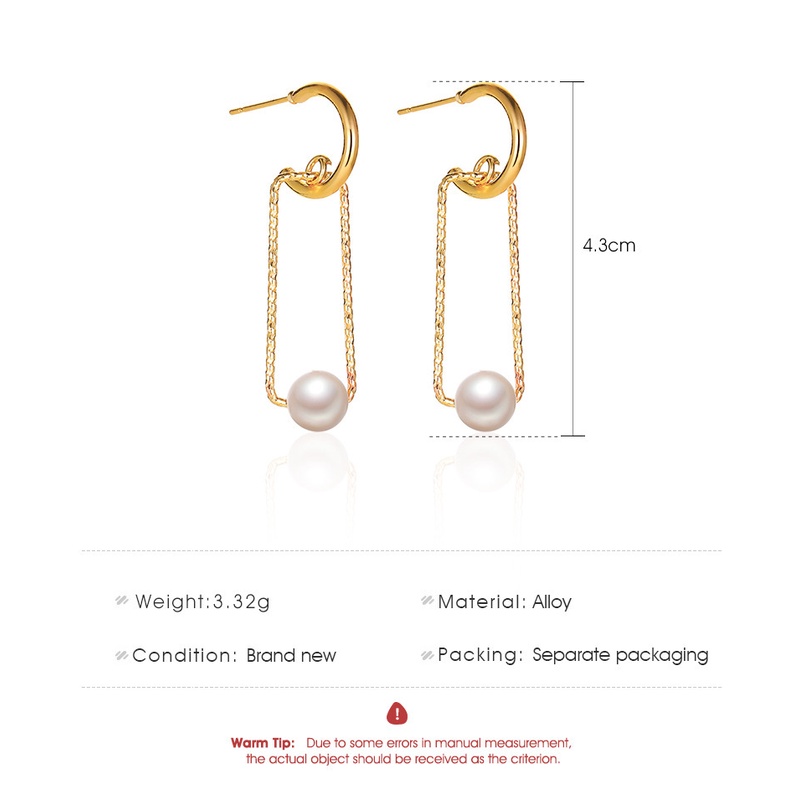 Fashion ladies style pearl geometric earrings niche light luxury hollow rectangular earrings retro art earrings