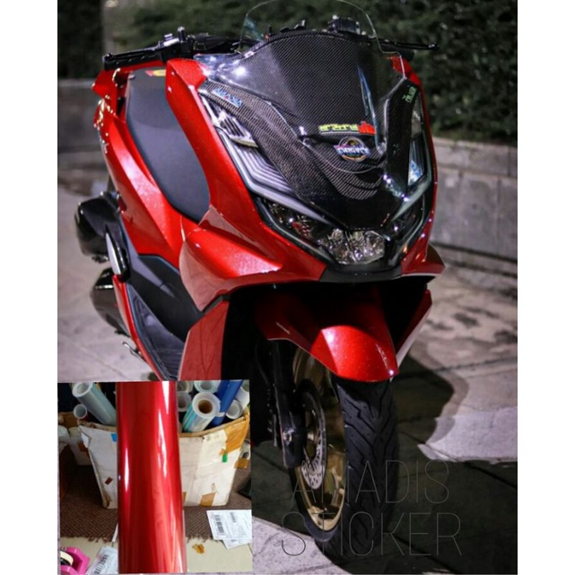 STIKER SKOTLET MERAH CANDY STIKER MOTOR SKOTLET METALIK CANDY