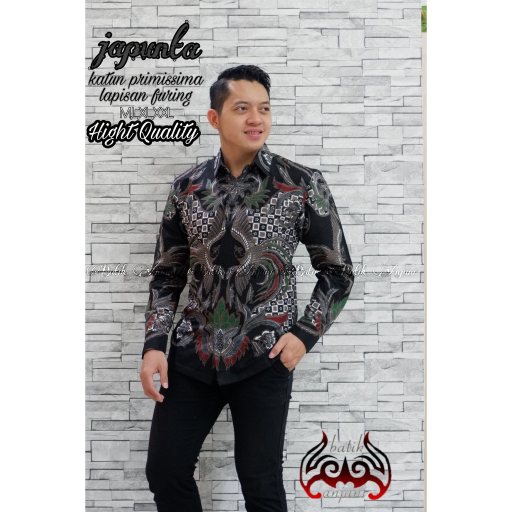 JAPUNTA Kemeja Batik Pria Lengan Panjang Katun Halus FULL FURING Batik Anjani