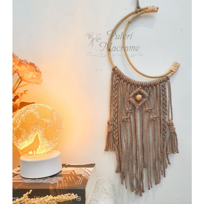 Hiasan Dinding Macrame Dream Catcher Bulan Sabit Aesthetic (Kode 3)