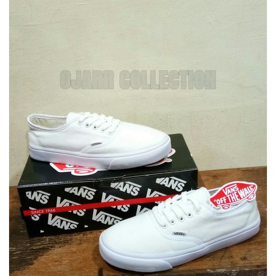 murah     Sepatu Casual Harian Vans Authentic California Full All White Putih Cewe Cowo Pria Wanita