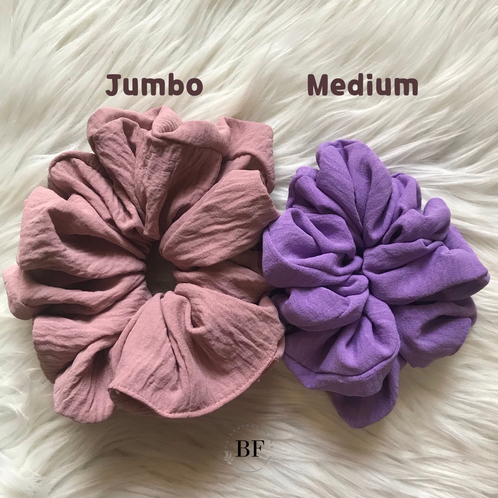 BF Label - Scrunchie rayon crinckle  | ikat rambut scrunchie jumbo dan medium murah