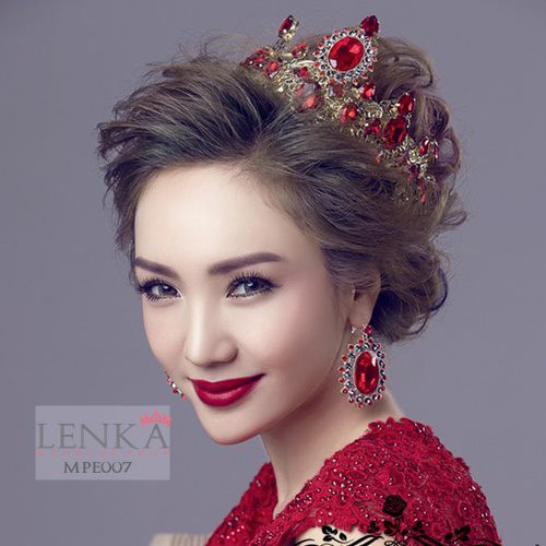 [TOKO TERPERCAYA] AKSESORIS CROWN MAHKOTA PESTA CRYSTAL RED DIAMOND WANITA MPE007