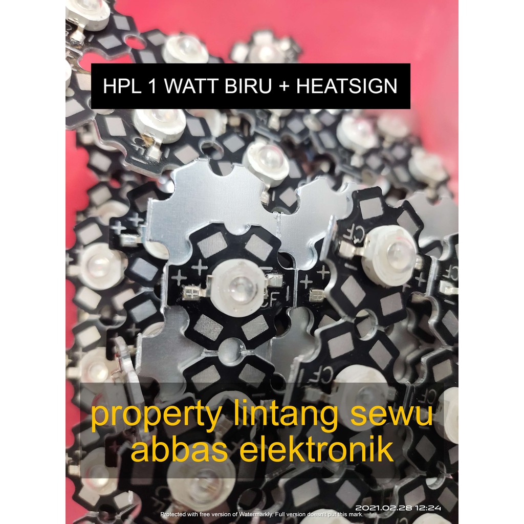 led hpl 1 watt warna BIRU BLUE plus heatsing pendingin