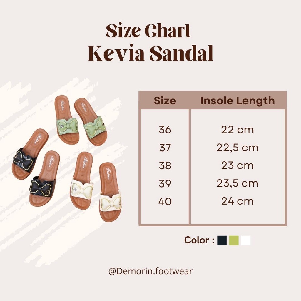 Kevia Sandal Pita Wanita Slip On - Demorin Sendal