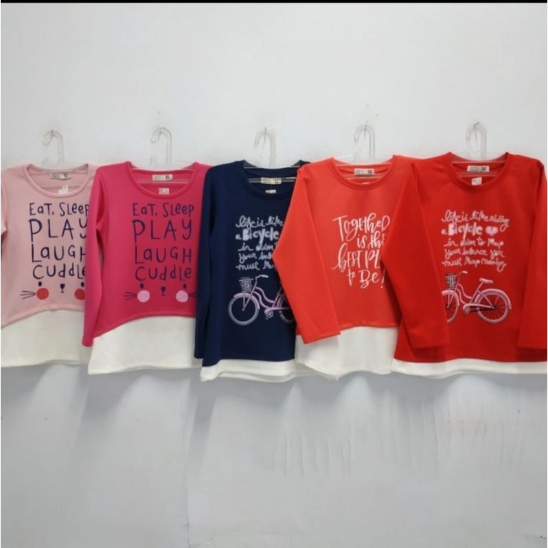 Baju Anak Perempuan umur 6 7 8 9 10 Tahun Blus Lengan Panjang Motif Cantik