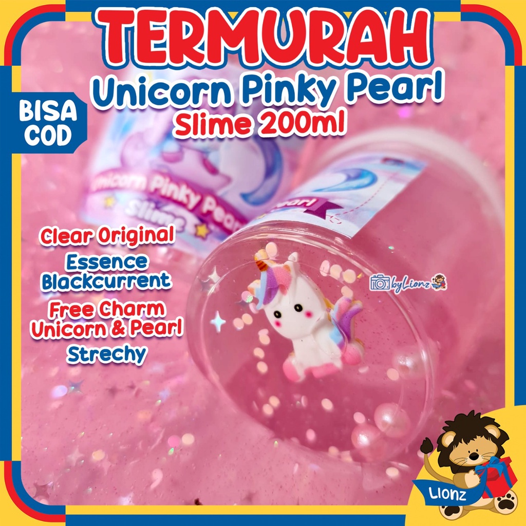 Unicorn Pinky Pearl slime by kadokado.idn base original clear