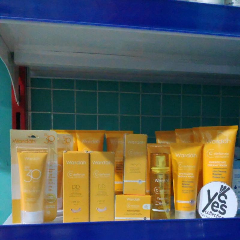 Wardah C Defense Series | Face Mist 55ml Sleeping Mask Serum 20ml DD Cream Natural Light 20 g Creamy Wash 100ml - 50ml UV Sunscreen Gel SPF 35 - 40 ml