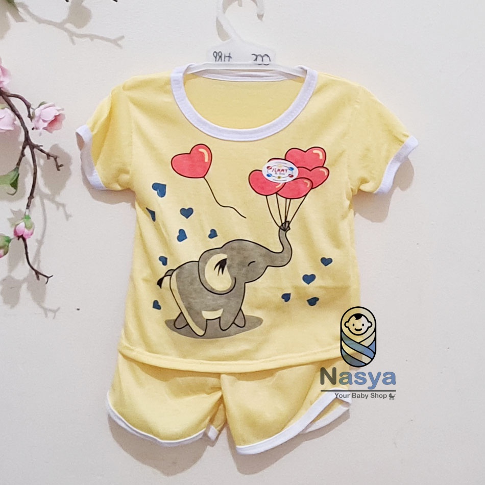 [J-014]  Setelan baju Bayi Perempuan Lucu - motif lucu (3-6 bulan)