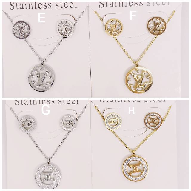 100% kalung set titanium asli anti karat