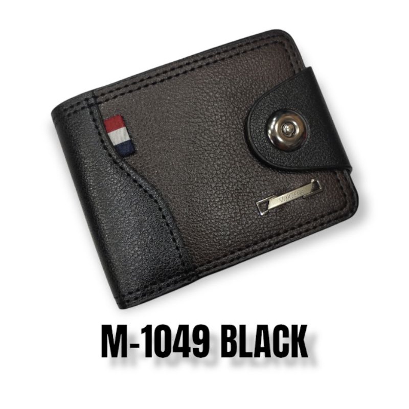 Dompet Pria Lipat Mortega Kancing M-8402 || Dompet Kukit PU Import-M-1049 Mini Black