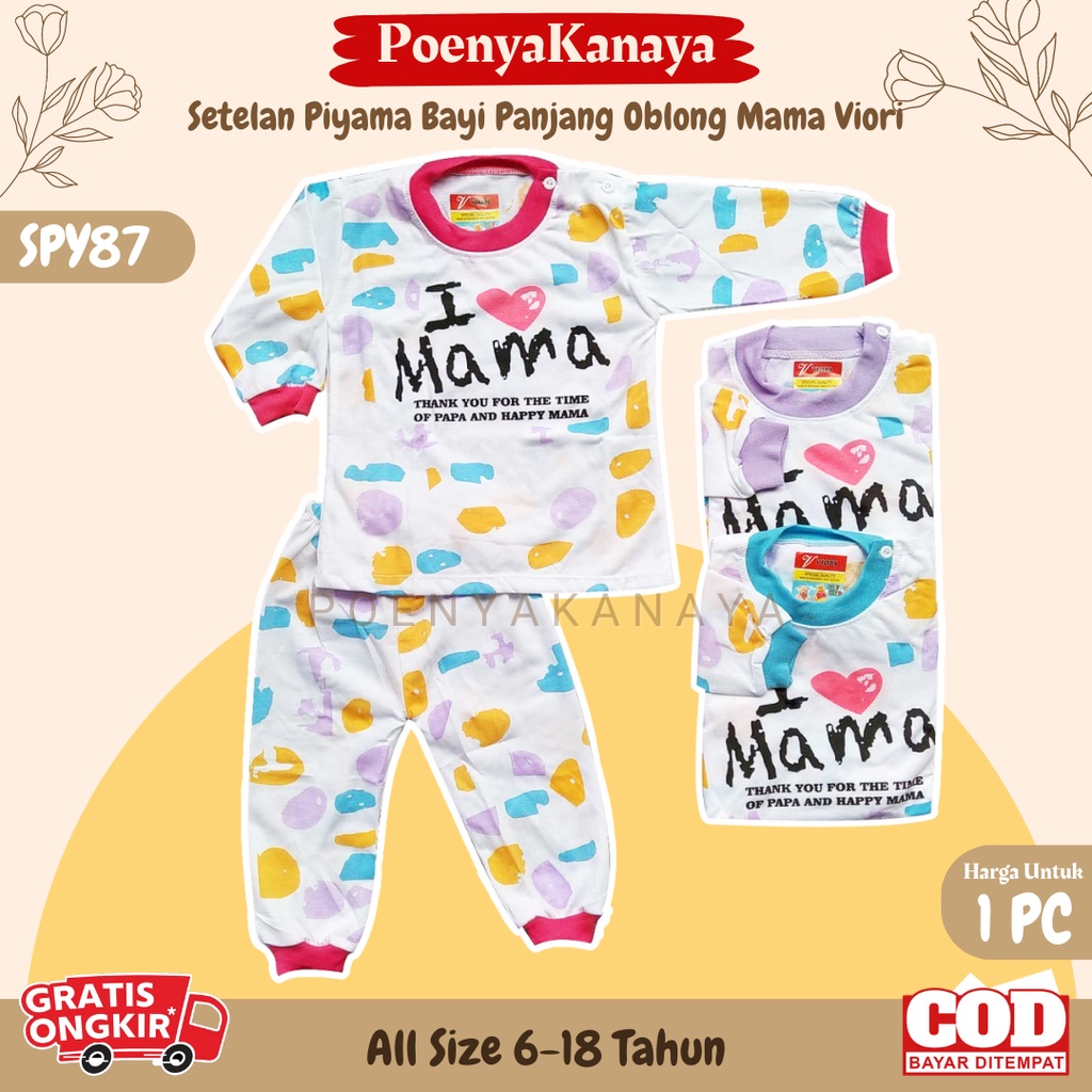 Setelan Baju Bayi Piyama Bayi Panjang OBLONG MAMA Viori 6-18 Bulan SPY87