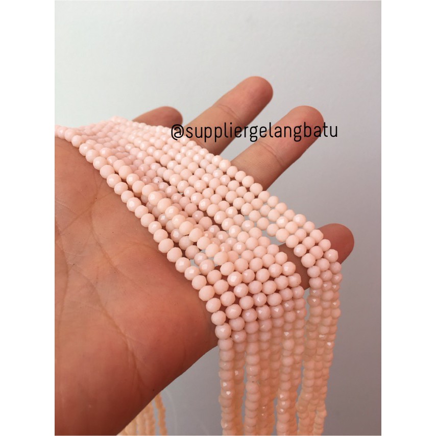 Crystal Ceko Doft 4mm Coklat Cream Aksesoris Beads Manik Donat Rondel aksesoris craft beads supplier