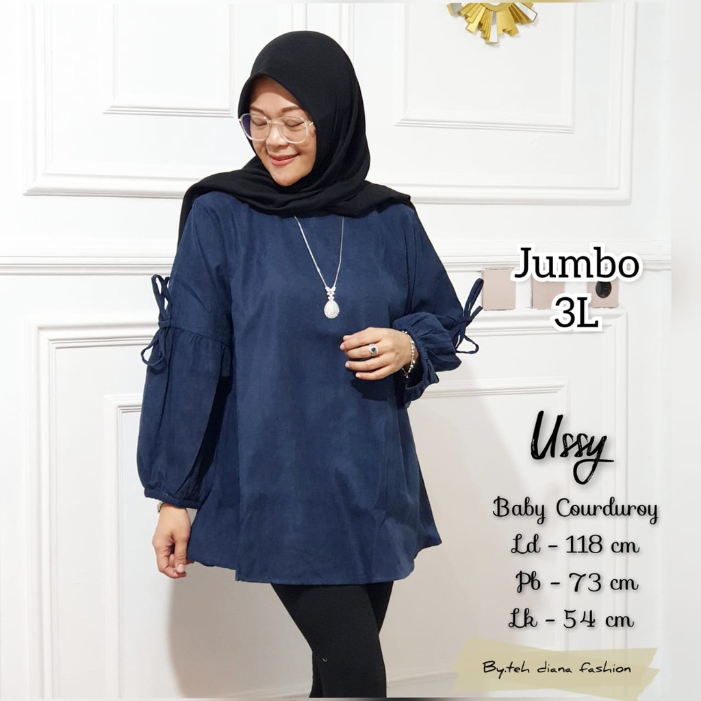 Atasan Wanita Jumbo 3L - Baju Atasan Wanita Terbaru - Blouse Wanita Jumbo 3L Ussy Korduroy Ld 118 Cm-7