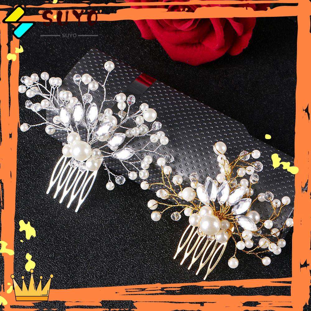 SUYOU Beautiful Hair Combs Accessories  Bridal Clips Pearl Hair Pin  Bride Hair Jewelry  Wedding  Romantic Crystal Crown Rhinestone Tiara /Multicolor