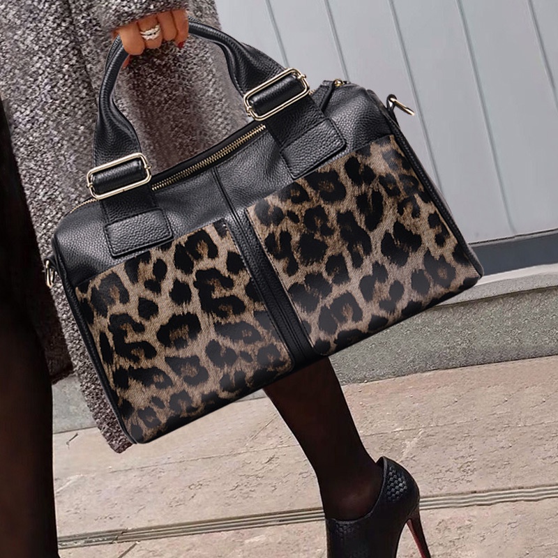 Kulit Asli Tas Wanita 2021  Fashion Macan Tutul Cetak Tas Bahu Wanita Tas All-Match Messenger tas Ta