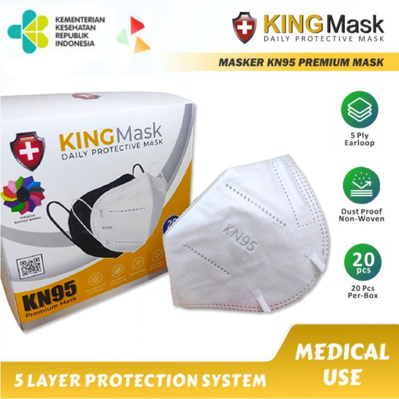 Masker KN95 King Mask 5ply isi 20pcs Masker Earloop Masekr n95 Disposable Face Mask Masker kn 95 Kemasan Box